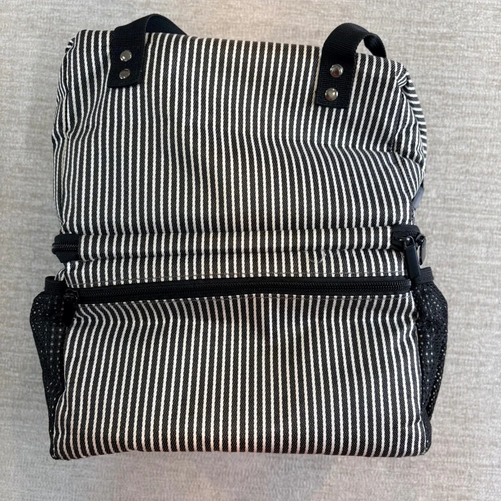 Luxja Breast Pump Bag Women OS Black White Pinstripe Insulated Professional